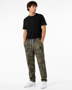 Olive Marble Print Drawstring Track Pants