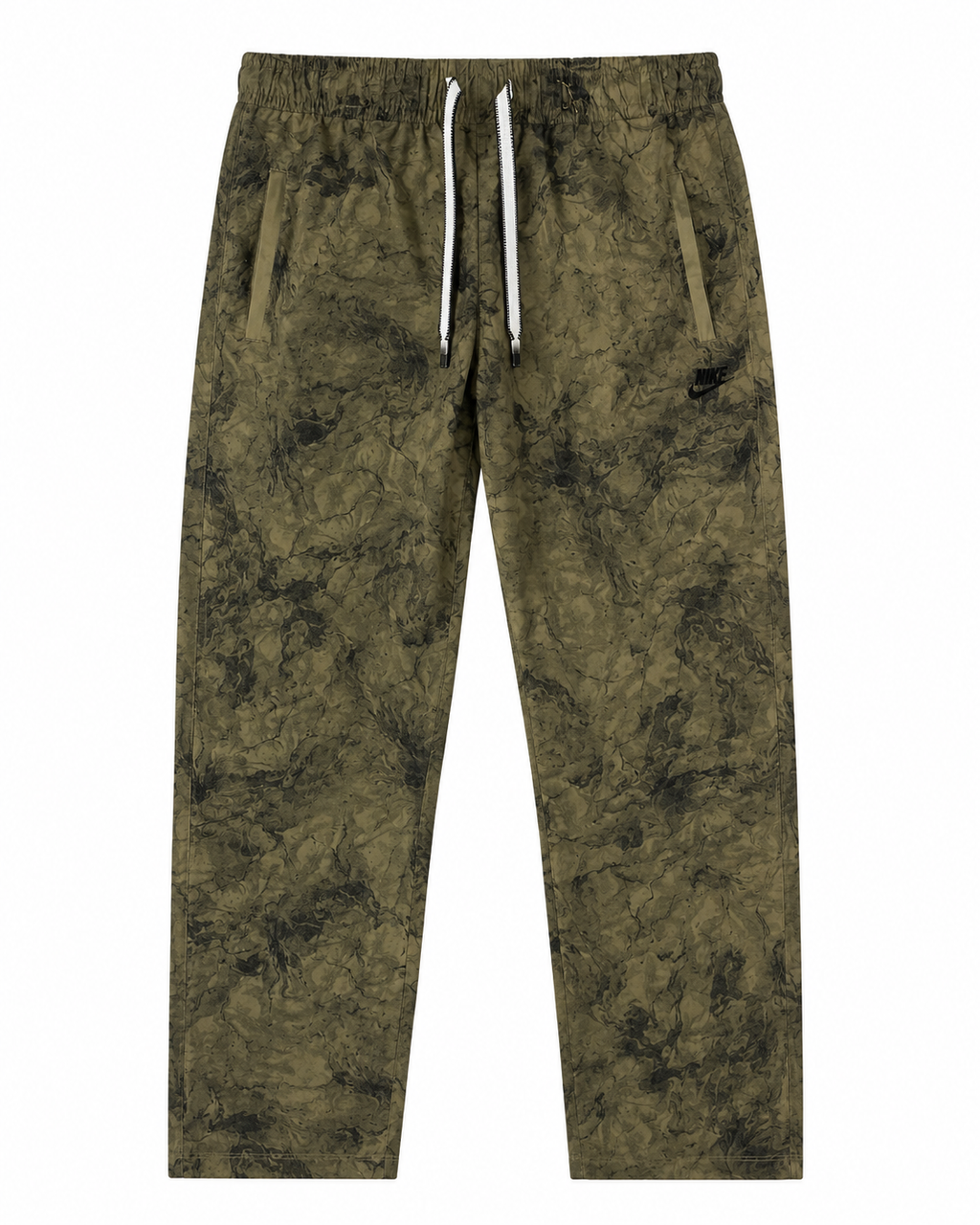 Olive Marble Print Drawstring Track Pants