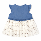 Baby Girl Denim Bow Polka Dot Frock