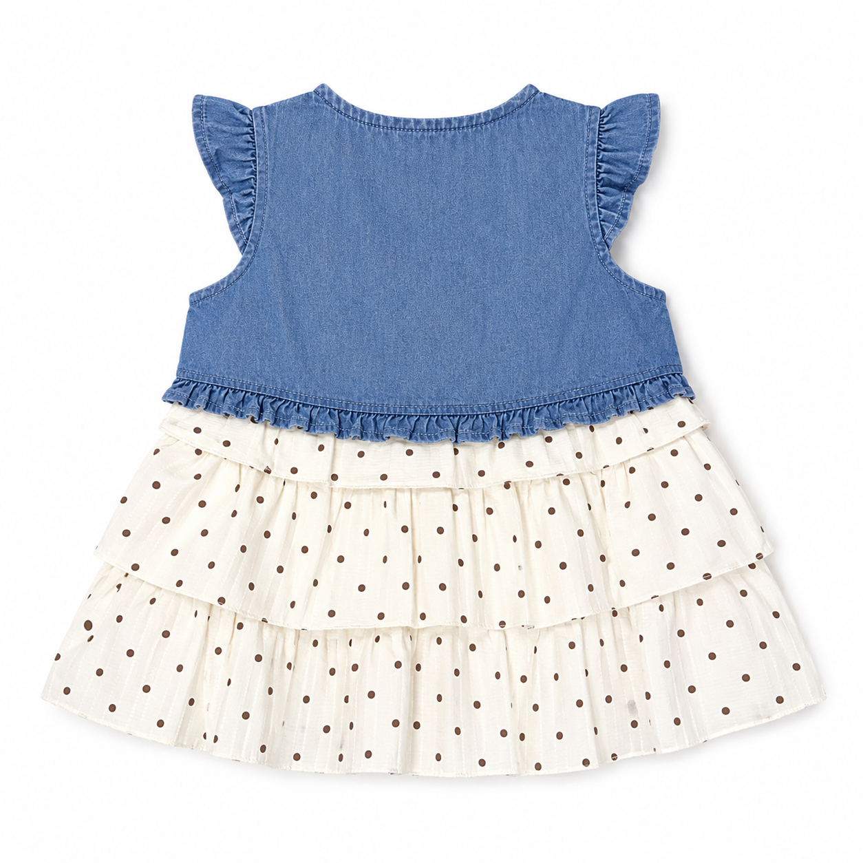 Baby Girl Denim Bow Polka Dot Frock